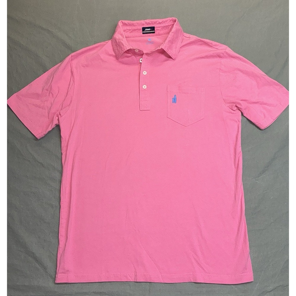 Johnnie O Polo Shirt Mens Large  Short Sleeve Pink West Coast Prep Memorial Logo